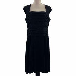 R&m Richards Black Ruffled Square Neck Dress 14P